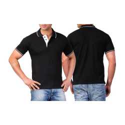 Heavy Cotton Mens Collar with Piping T-Shirt